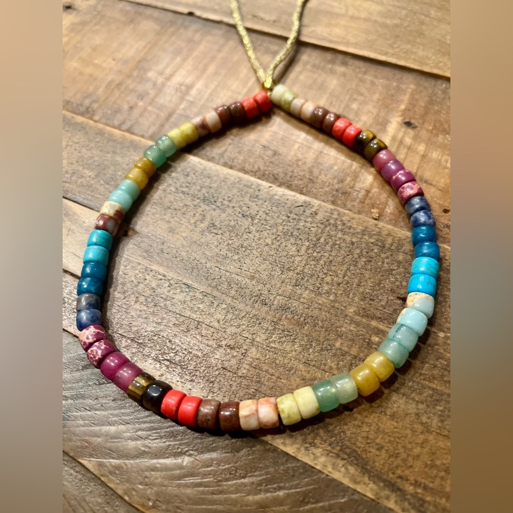 Natural Bead Multi Color Necklace/ Choker